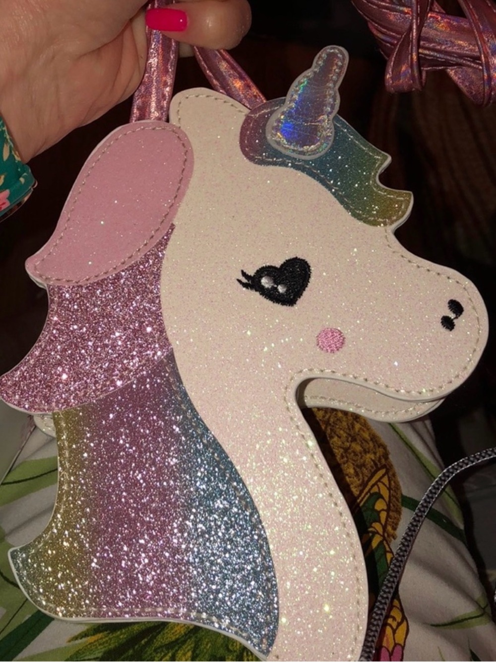 Glitter Unicorn Crossbody Bag - Pink